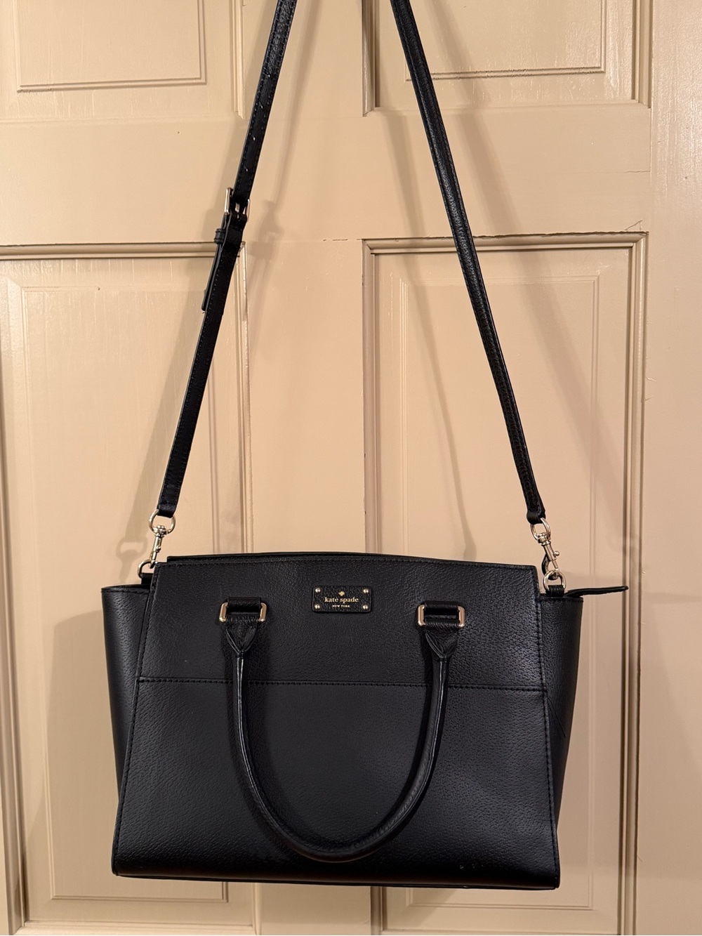 kate spade Black Pebbled Leather Convertible Shoulder Tote